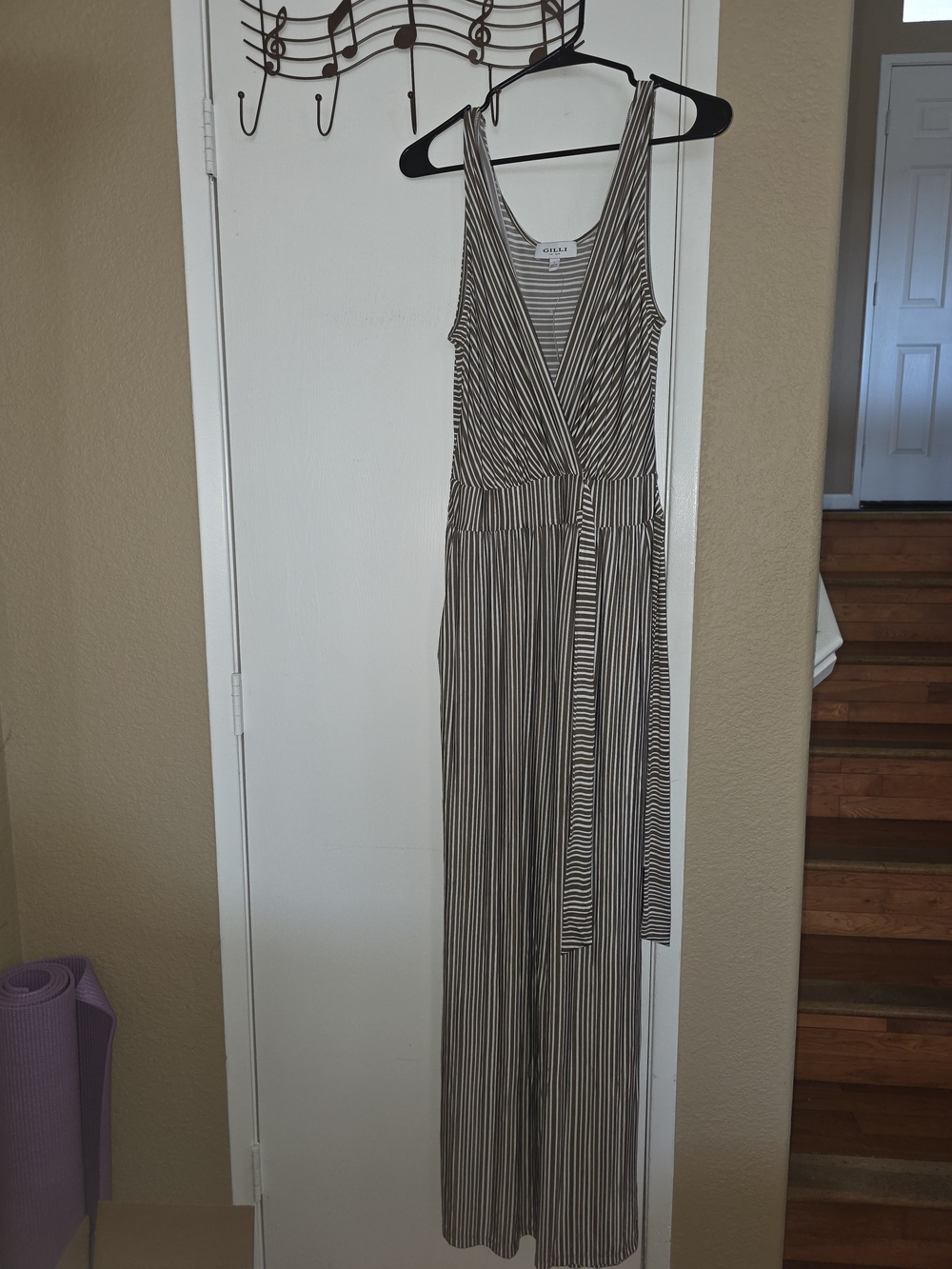 Versona Oat and White Striped Sleeveless Jumpsuit